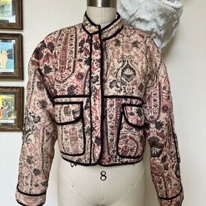 7 For All Mankind quilted crop floral jacket